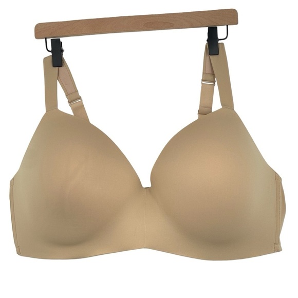 Cacique Size 46DDD Lightly Lined T-Shirt No Wire Nude Tan Beige Bra Excellent - Picture 1 of 11
